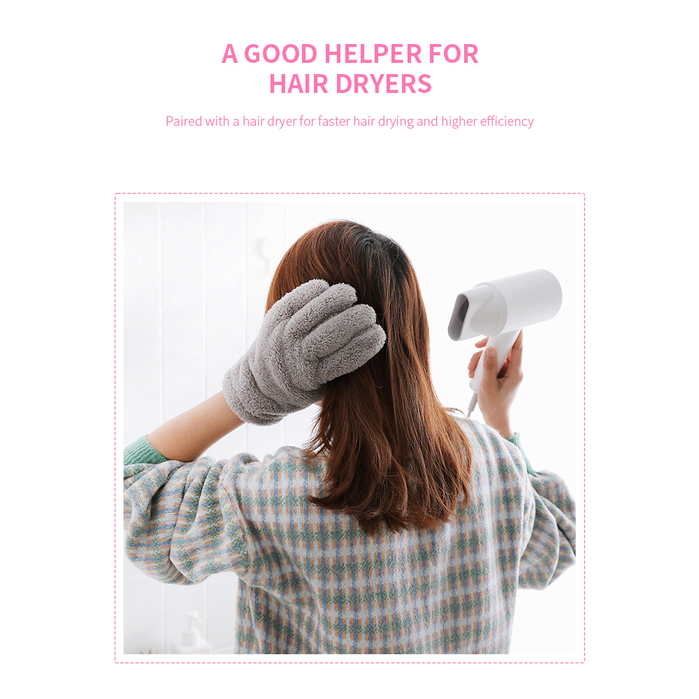 Soft Quick Dry Five Fingers Hair Drying Gloves