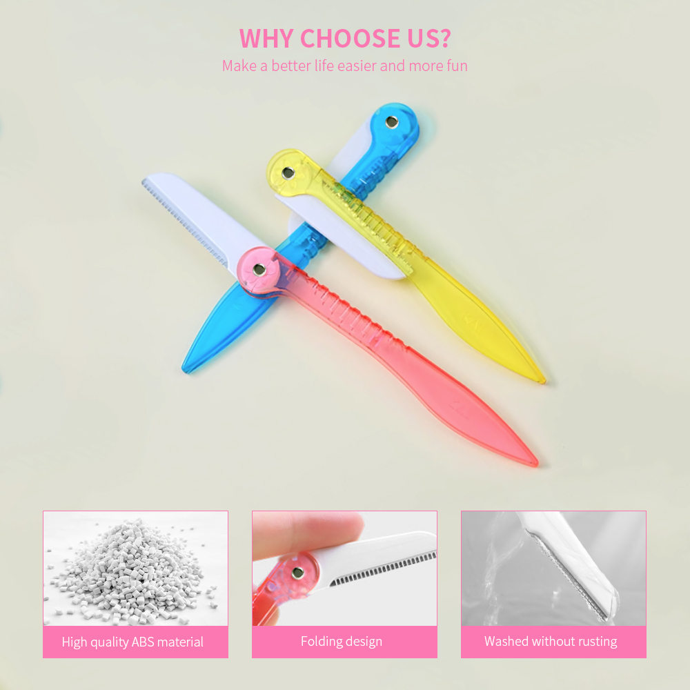 Women Single Blade Eyebrow Razor Makeup Tool Folding Dermaplaning Tool With Transparent Handle