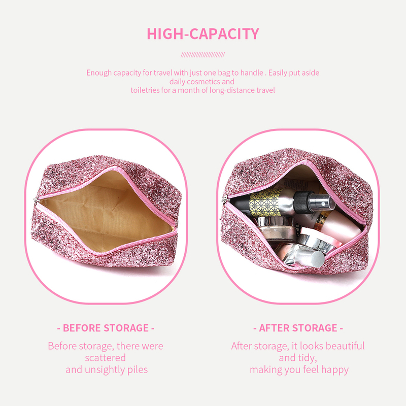 Glitter PU Leather Toilet Bag