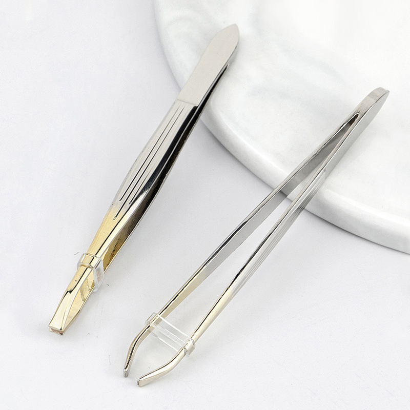 Gold Fiber Tip Eyelash Tweezers