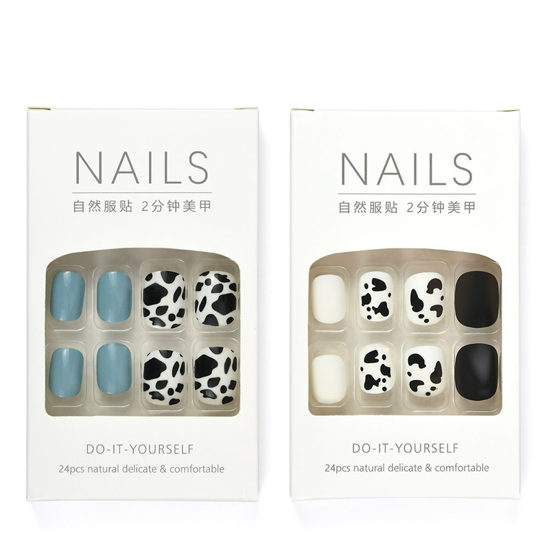 Leopard Print Blue Color Full Cover Press on Nail Tips