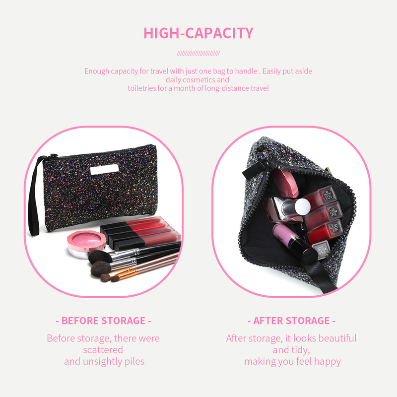 Zipper Closure Flat Lay Makeup Bag