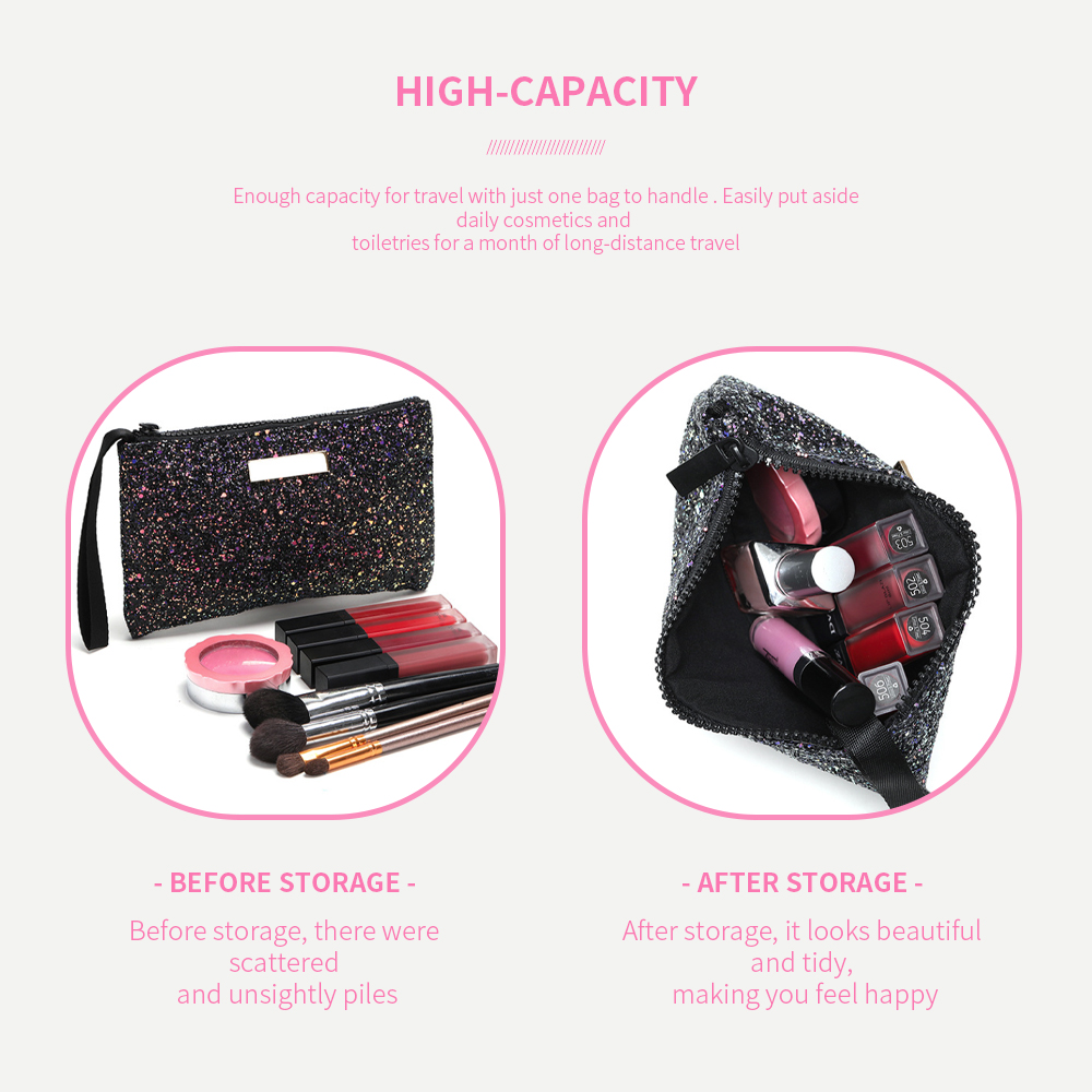 Zipper Closure Flat Lay Makeup Bag