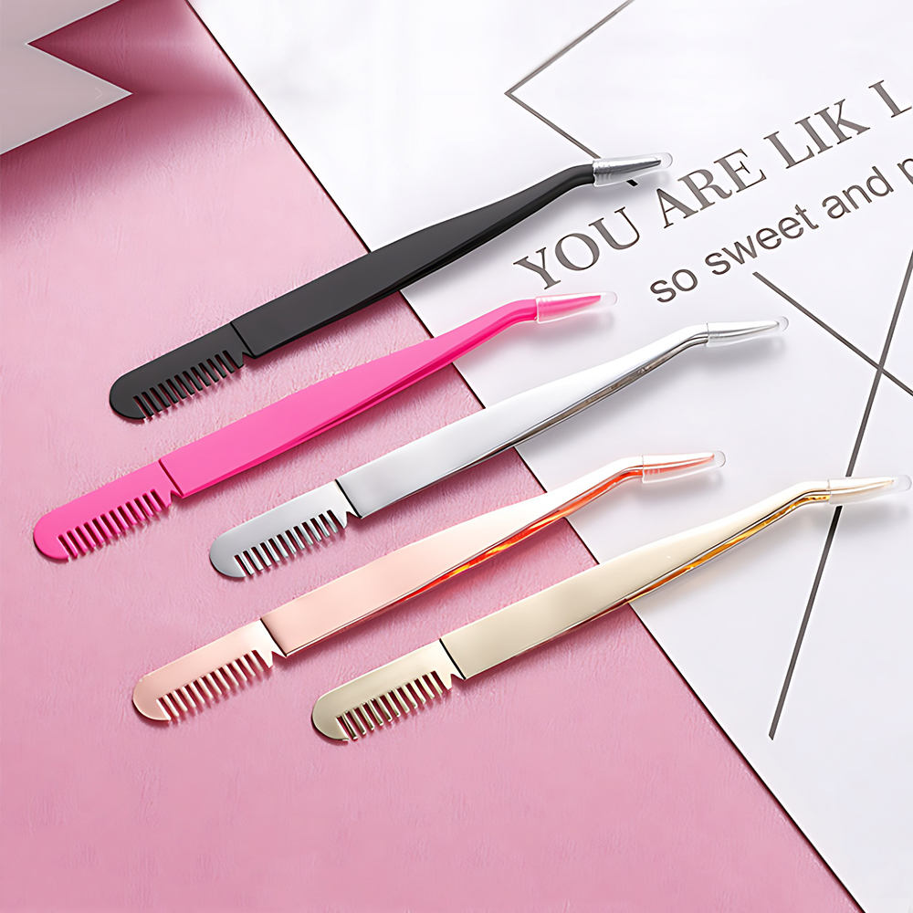 New Portable Eyelash Tweezers False Eyelash Applicator Tool False Eyelash Applicator With Comb