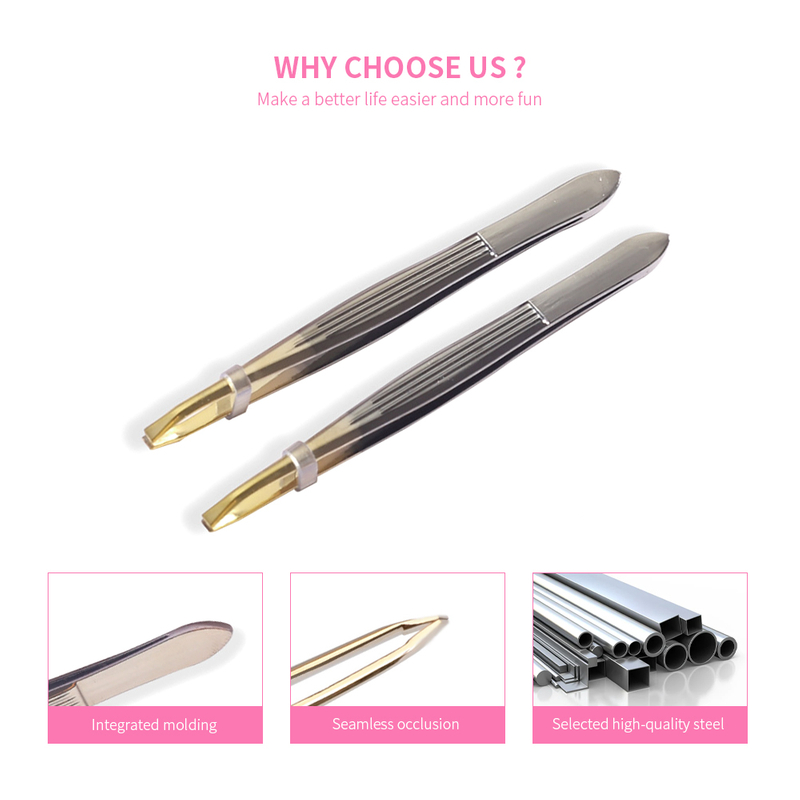 Gold Fiber Tip Eyelash Tweezers