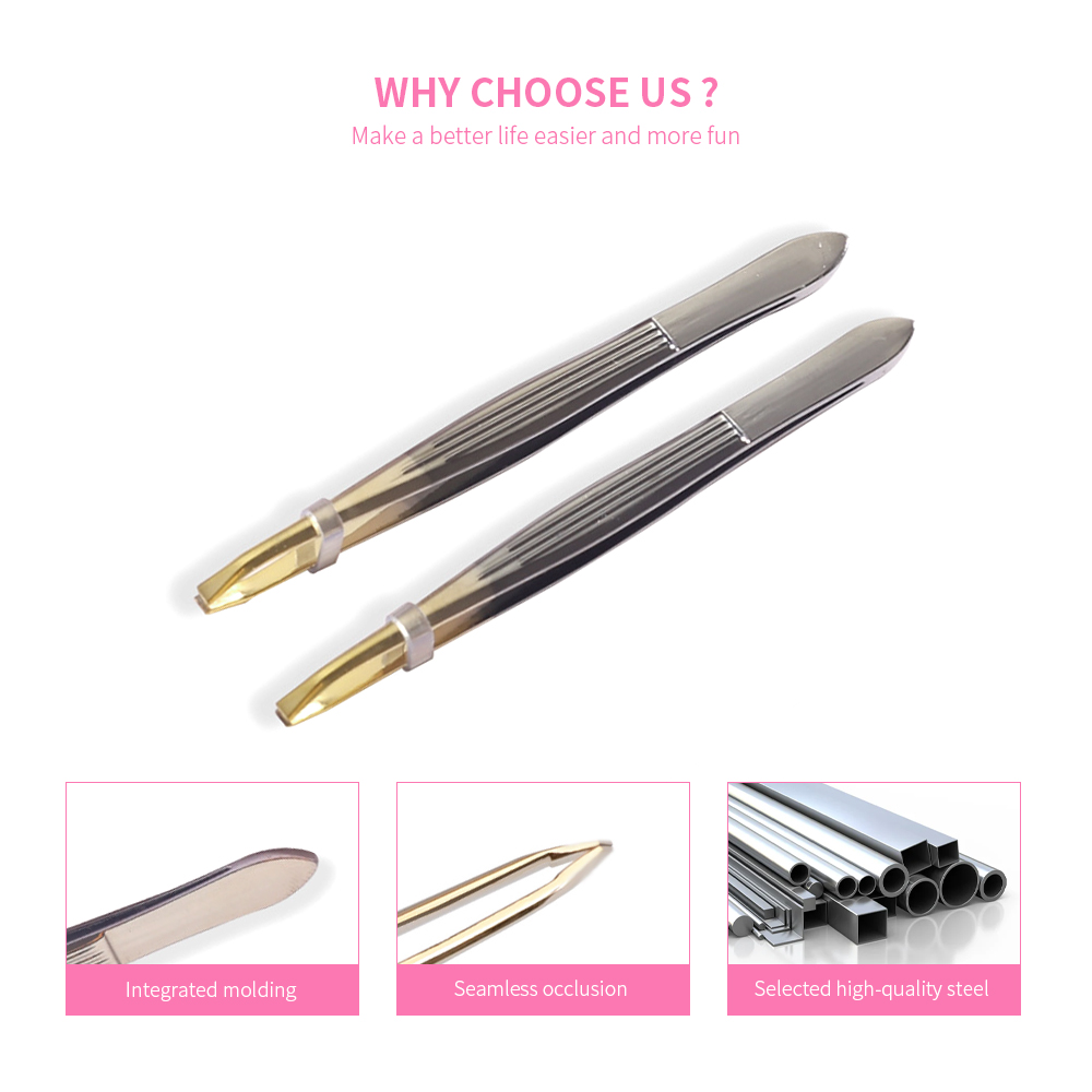 Gold Fiber Tip Eyelash Tweezers