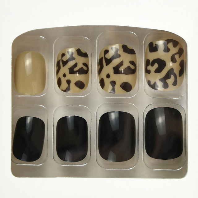 Leopard Print Blue Color Full Cover Press on Nail Tips