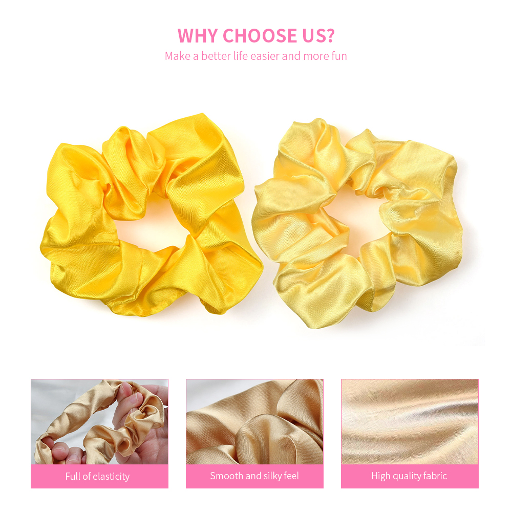 Soft Elastic Hair Ties Women Big Silk Satin Pastel Hair Band