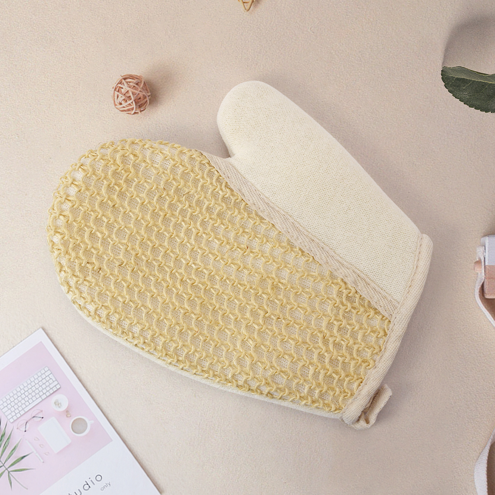 New Style Soft Linen Cotton Bath Gloves Exfoliating Back Mitt for Shower Spa Massage and Body Scrubber