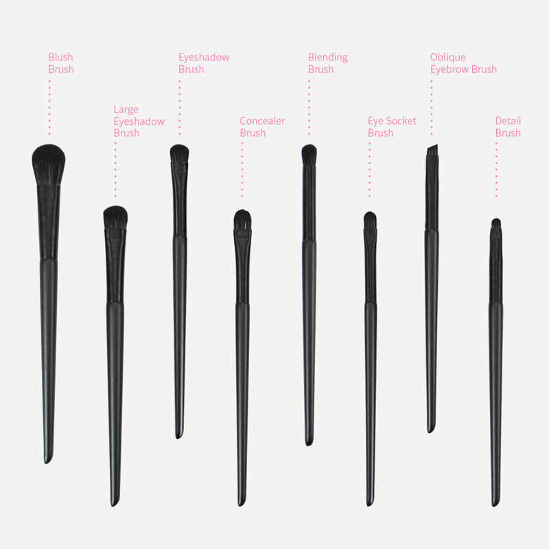 8Pcs Black Eyeliner Makeup Brush Set