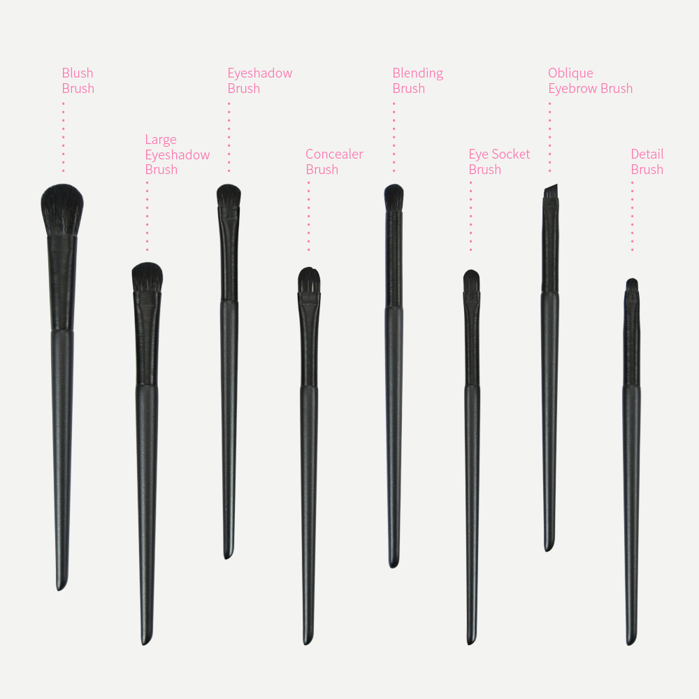8Pcs Black Eyeliner Makeup Brush Set