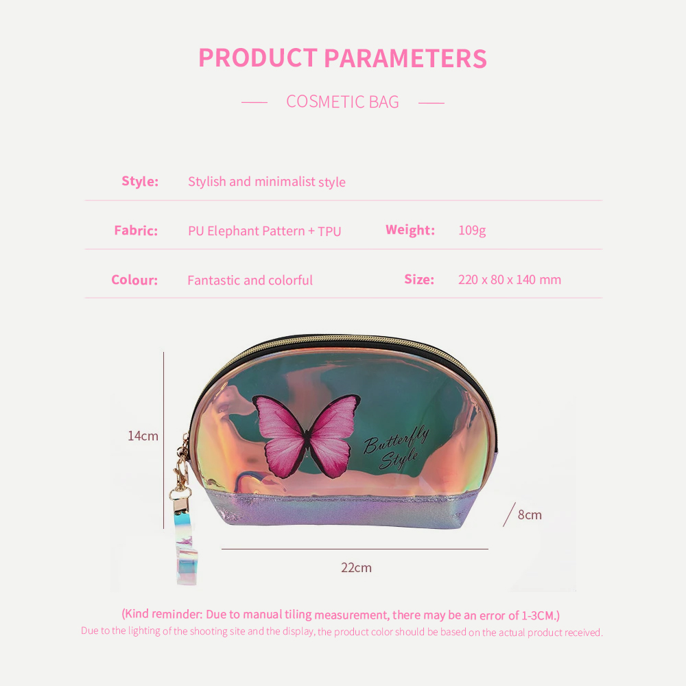 Butterfly Clear Laser Cosmetic Pouch