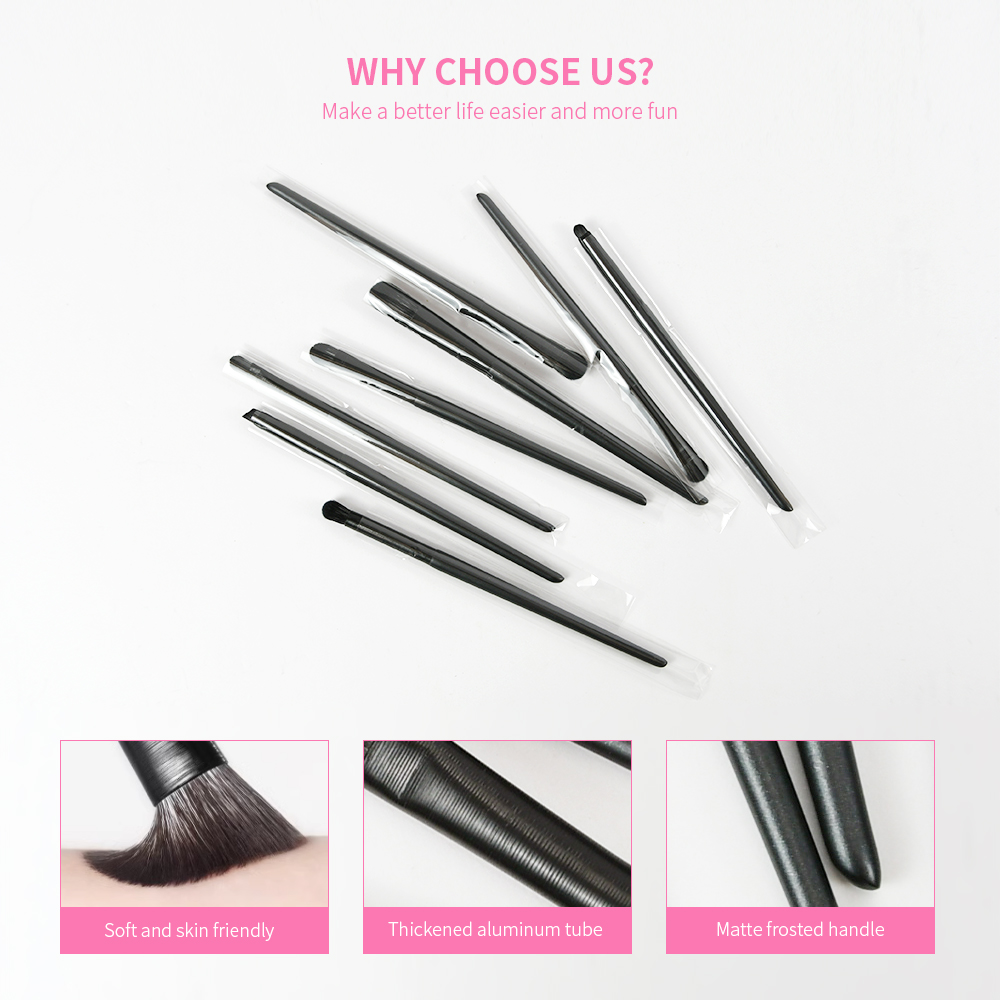 8Pcs Black Eyeliner Makeup Brush Set