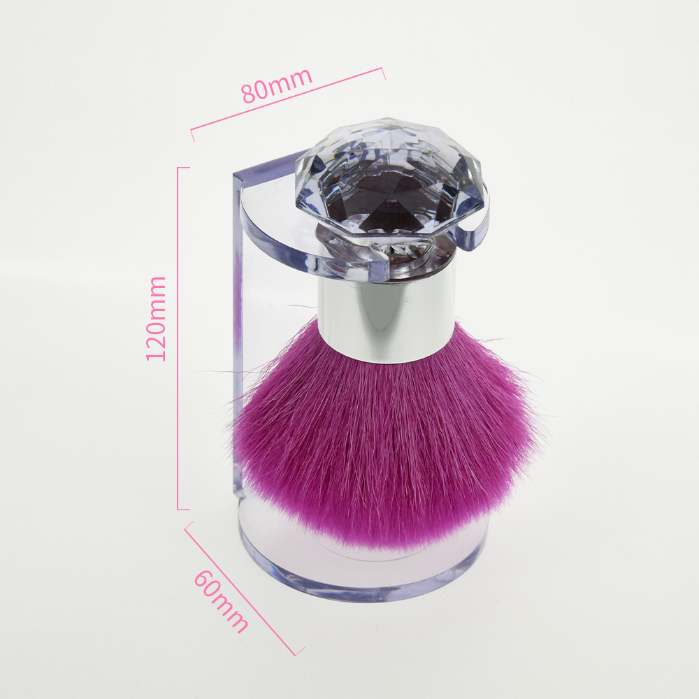 Crystal Head Single Pink Color Kabuki Loose Powder Makeup Brush Synthetic Hair Makeup Brush with Holder
