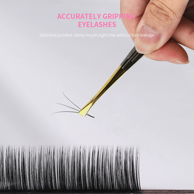 Gold Fiber Tip Eyelash Tweezers
