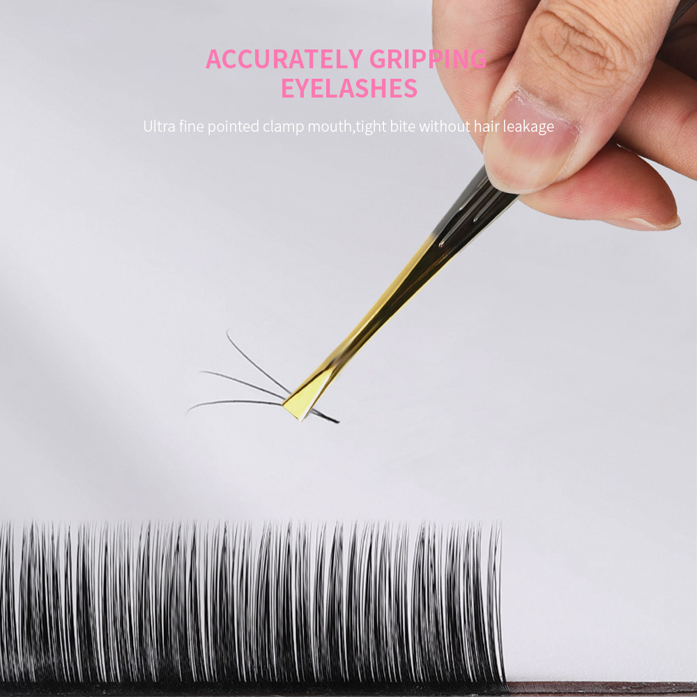Gold Fiber Tip Eyelash Tweezers