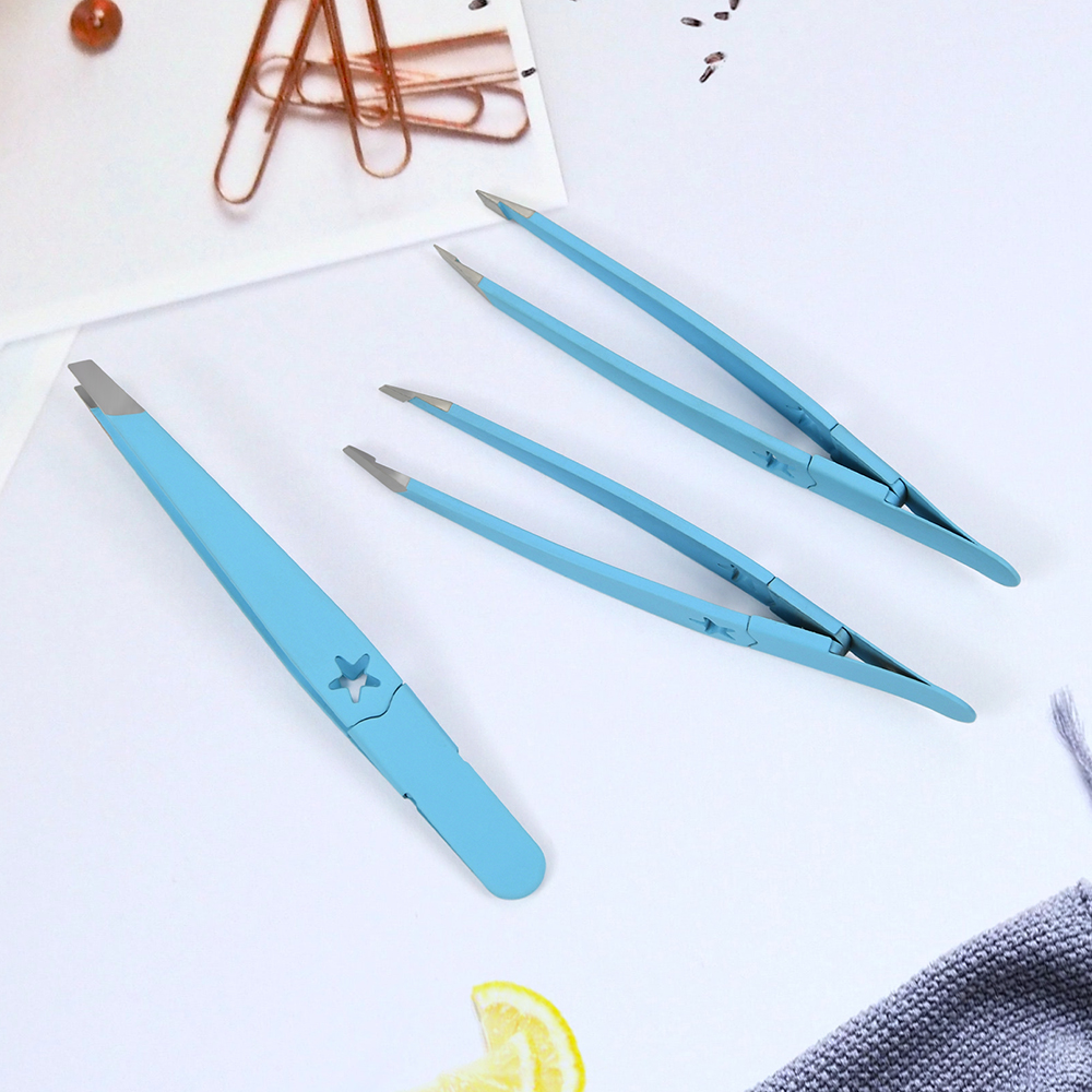 Stainless Steel Slanted Tip Eyebrow Tweezers Unique-Design Slanted Tweezers For Eyelash Extensions