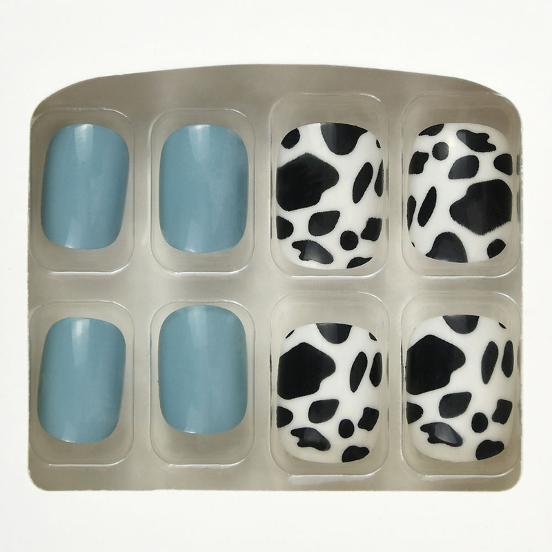Leopard Print Blue Color Full Cover Press on Nail Tips