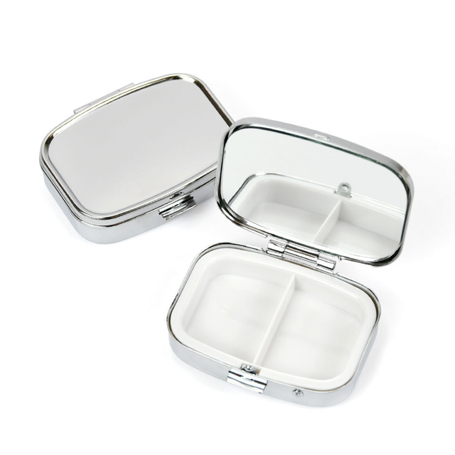Metal Travel Portable Small Medicine Pill Case With Mirror