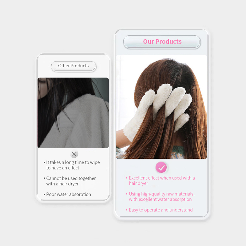 Soft Quick Dry Five Fingers Hair Drying Gloves