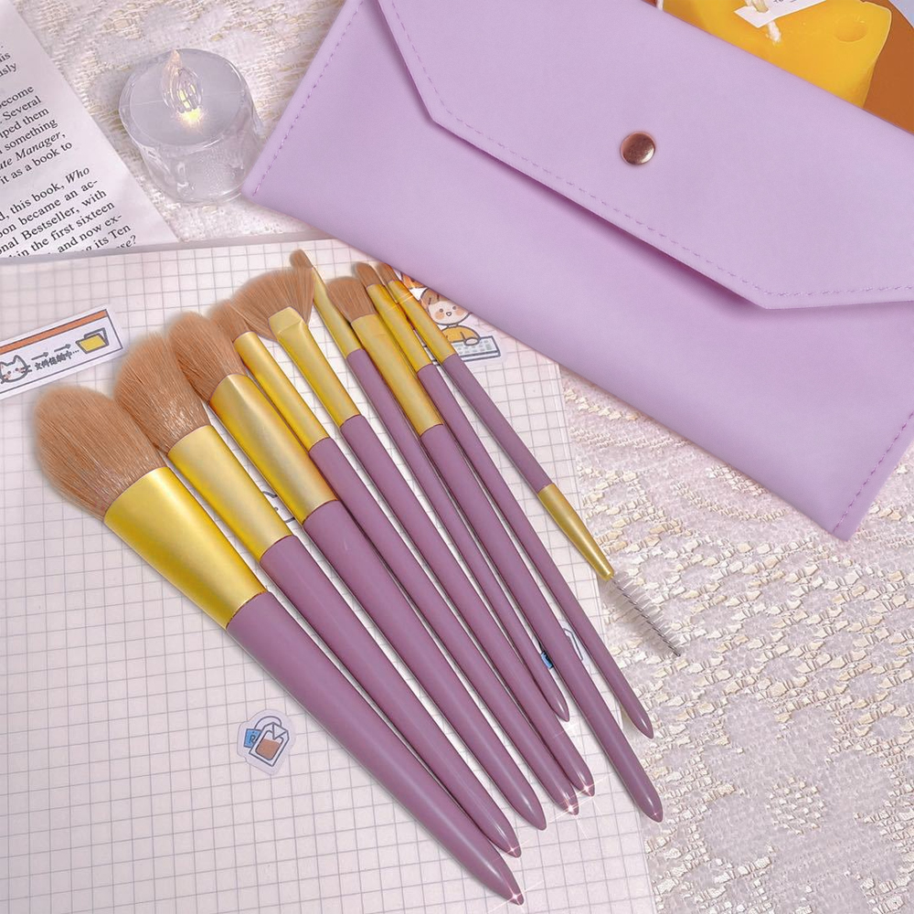 9Pcs makeup artist makeup brush princess rose makeup brush set with exquisite cosmetic bag