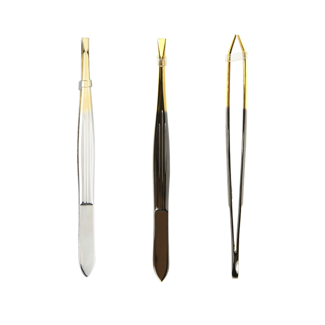 Gold Fiber Tip Eyelash Tweezers