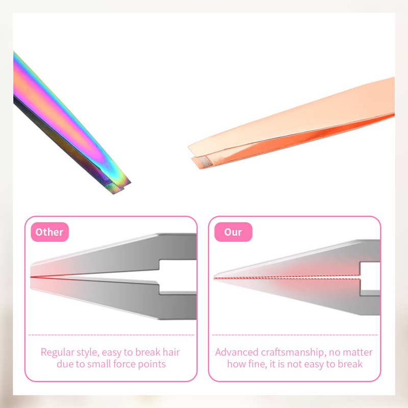 Double Ended Slant Lash Tweezers With Comb