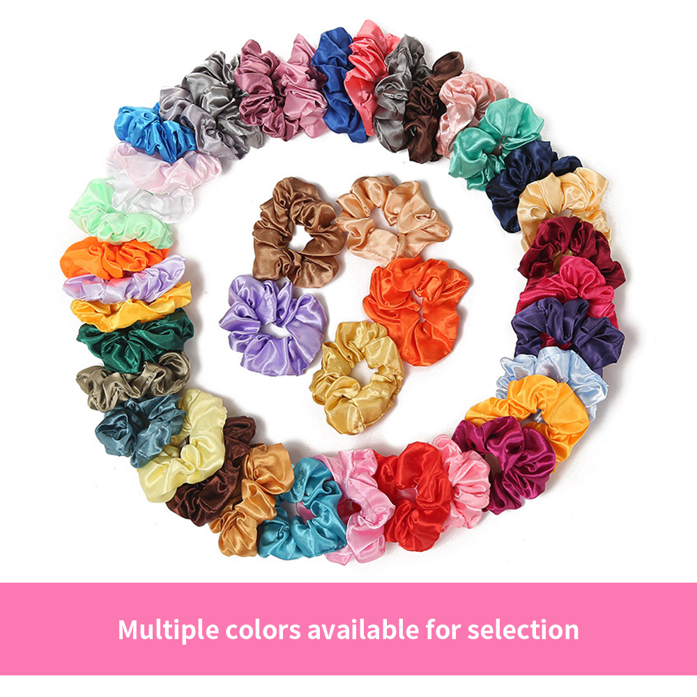 Soft Elastic Hair Ties Women Big Silk Satin Pastel Hair Band