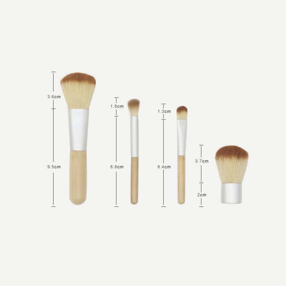 4pcs Bamboo Handle Makeup Brush Set with Bag