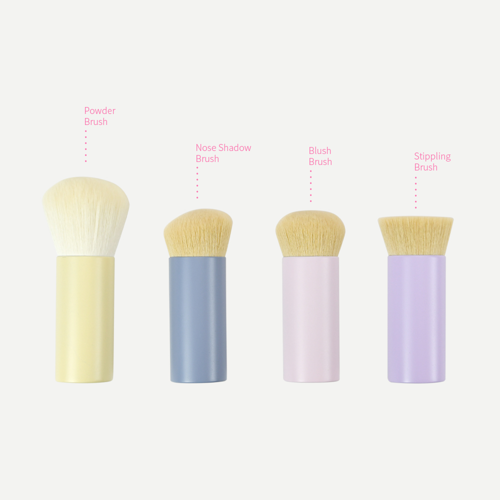 Round Short Handle Cosmetic Powder Brush Set