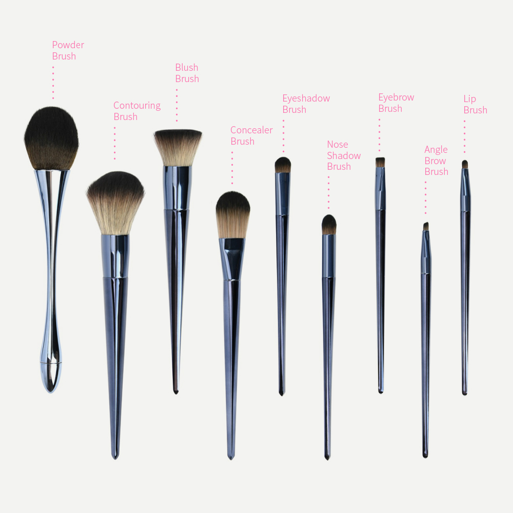9Pcs Synthetic Bristle Foundation Makeup Brush Set