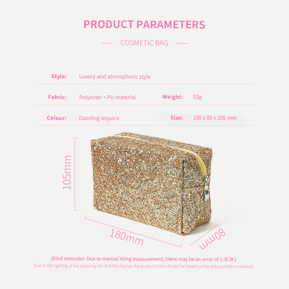 Fashion Glitter PU Leather Toilet Bag Small Coin Purse Cosmetic Zipper Makeup Bag