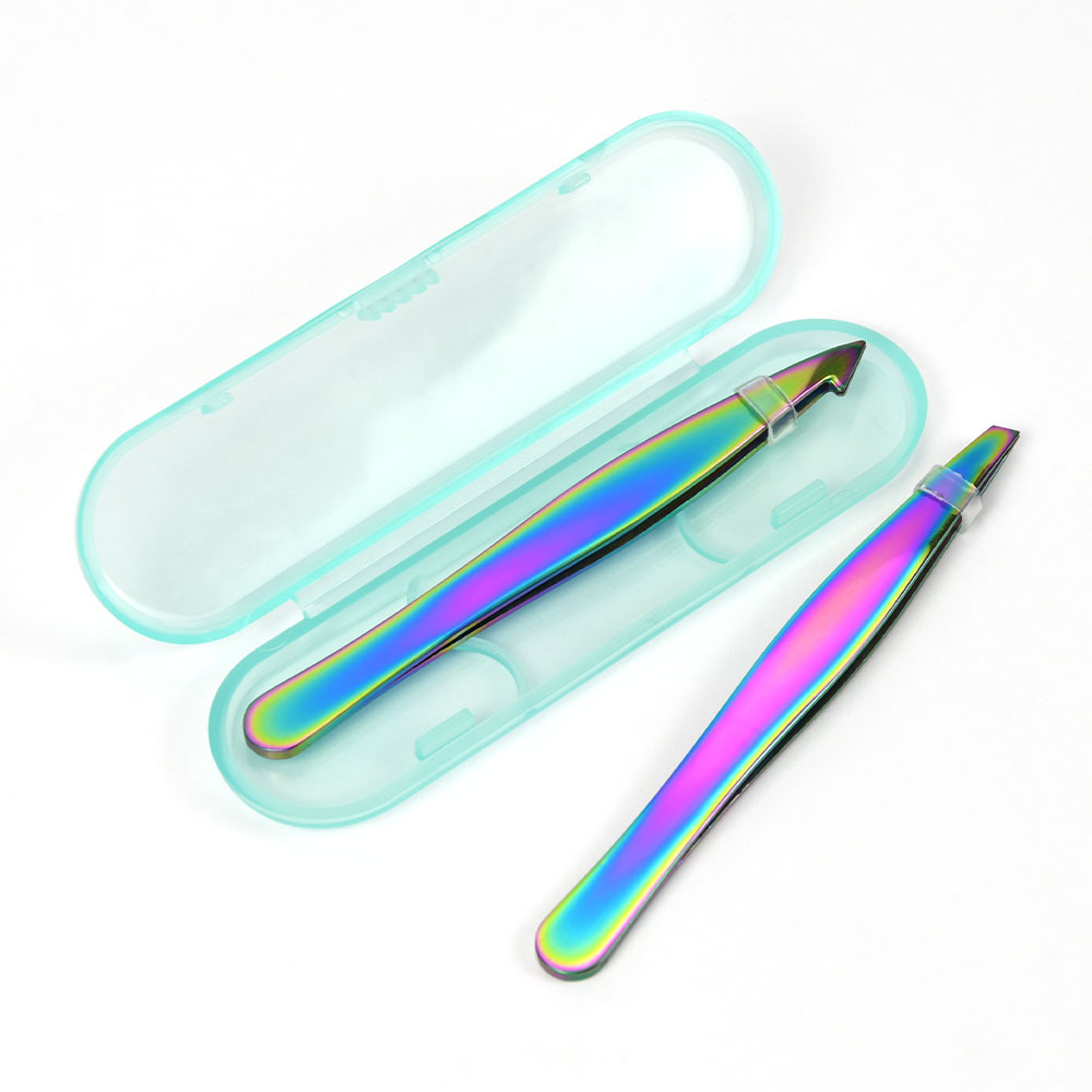 2 pcs stainless steel eyebrow tweezers set
