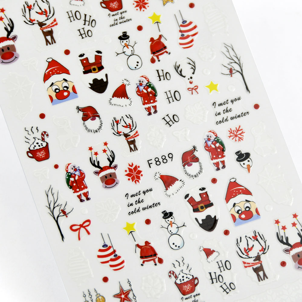 Cute Snowflake Snowman 5D Christmas Nail Stickers