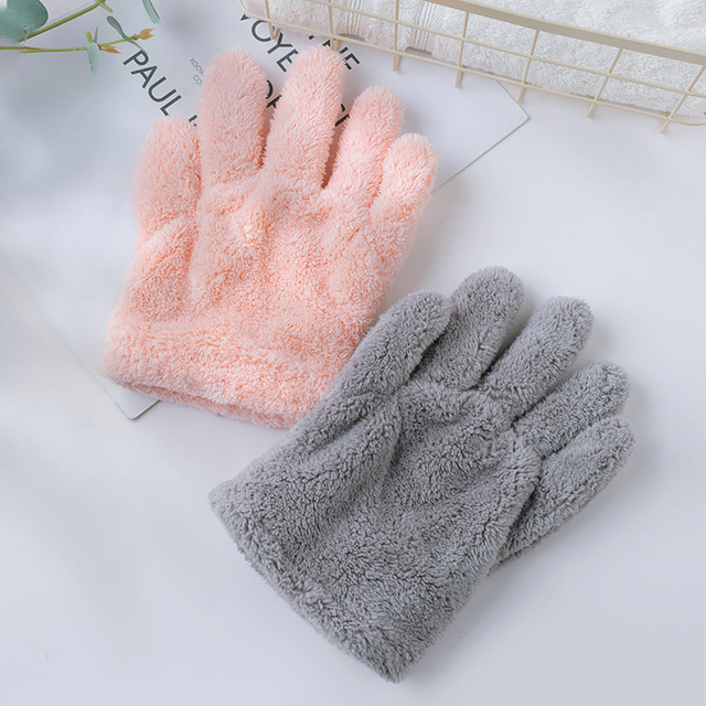Soft Quick Dry Five Fingers Hair Drying Gloves