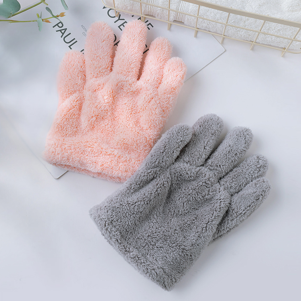 Hair Care Soft Quick Dry Terry Cloth Gloves Hair Salon Five Fingers Hair Drying Glove
