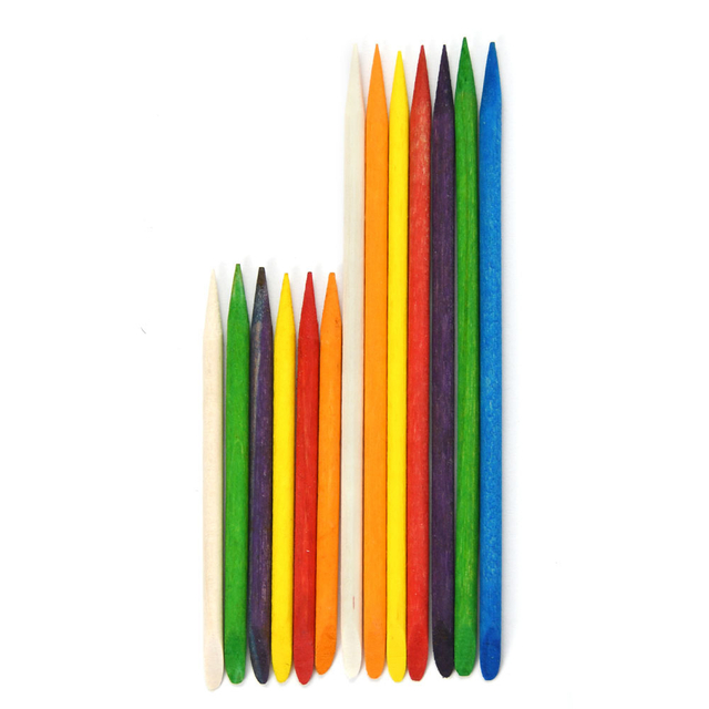 Multi Functional Colorful Wooden Cuticle Nail Sticks