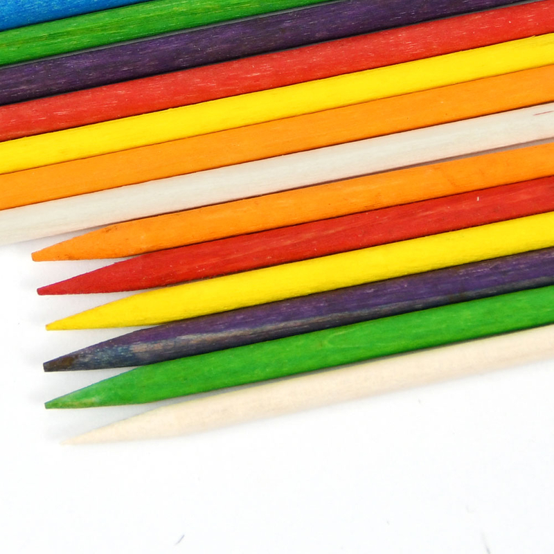 Multi Functional Colorful Wooden Cuticle Nail Sticks