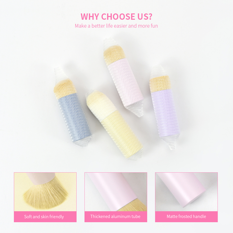 Round Short Handle Cosmetic Powder Brush Set
