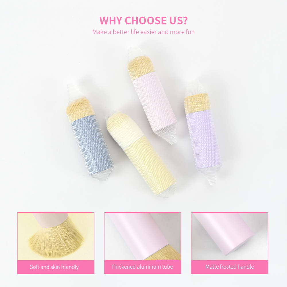 Round Short Handle Cosmetic Powder Brush Set