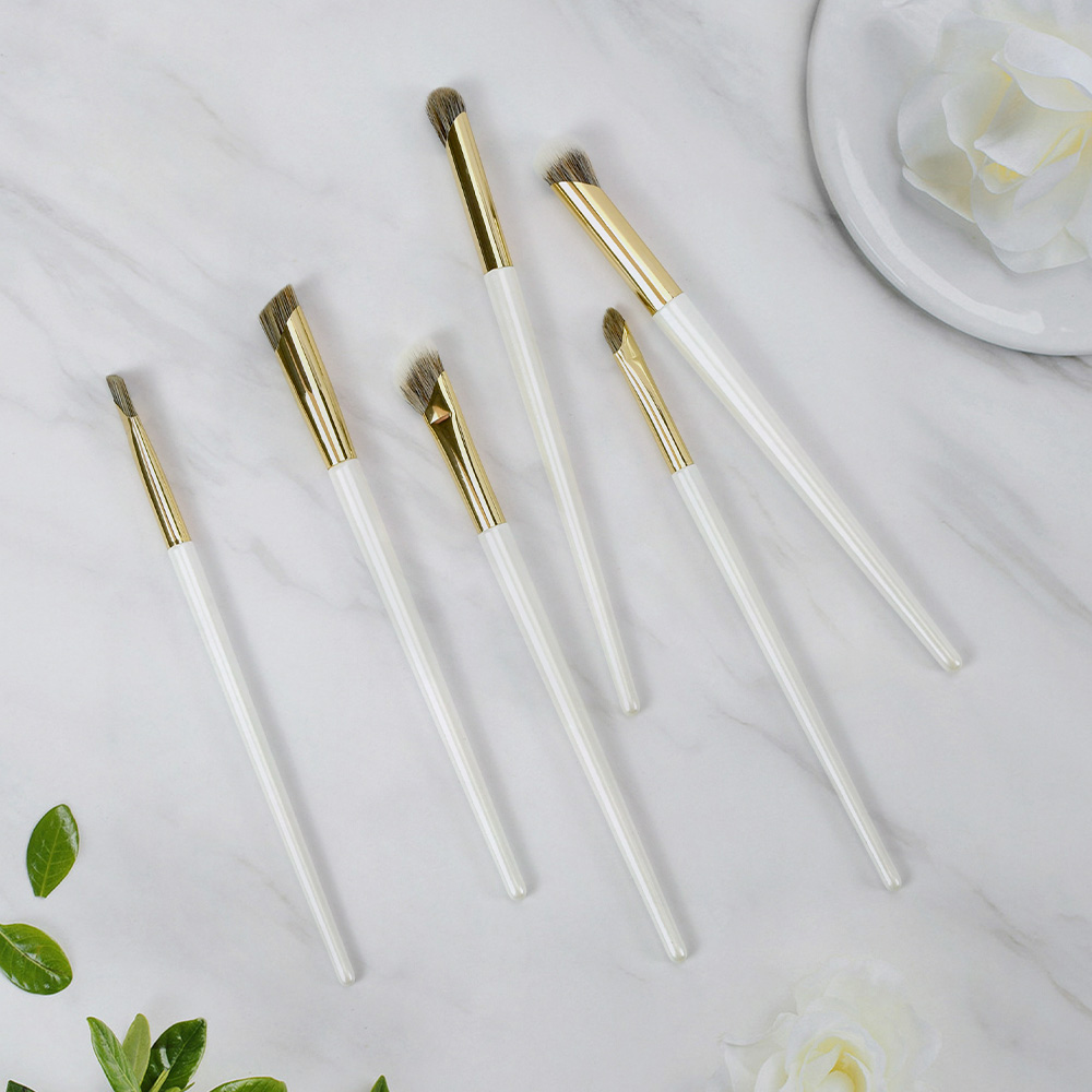 6Pc Bright White Contour Cosmetic Make Up Brush Set