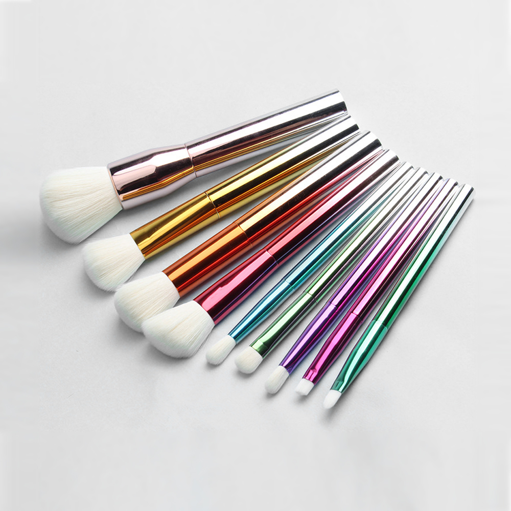 Gradient Rainbow Color 9pcs Makeup Brush Set