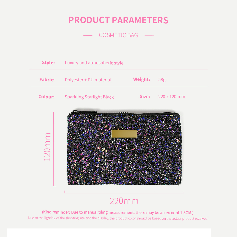 Zipper Closure Flat Lay Makeup Bag