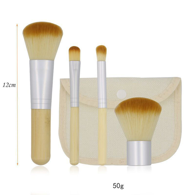 Natural Wooden Mini Makeup Brush Set With Bag