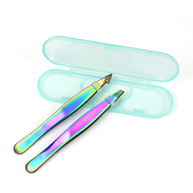 2 pcs stainless steel eyebrow tweezers set
