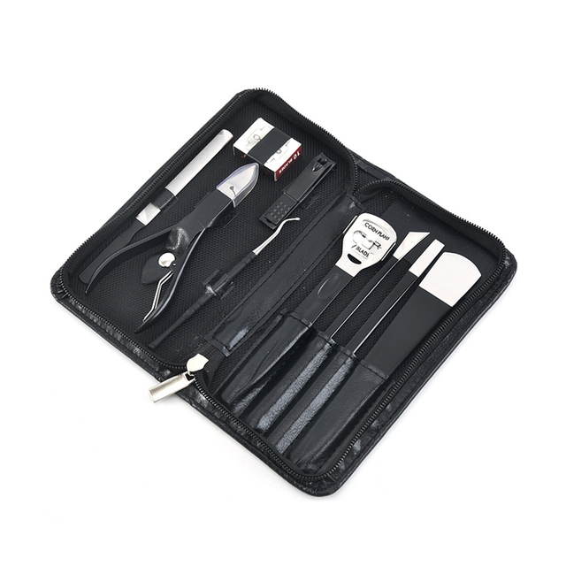 9Pcs black personal foot care grooming kit