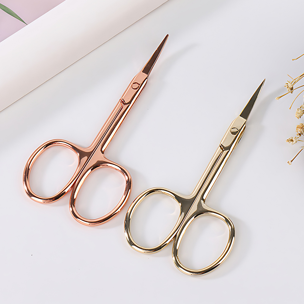 Professional Safety Curved Tip Cuticle Golden Small Makeup Scissors