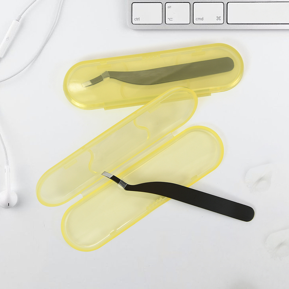 Stainless Steel Black Lash Tweezers With Box Packing Fiber Tip Volume Lash Tweezers