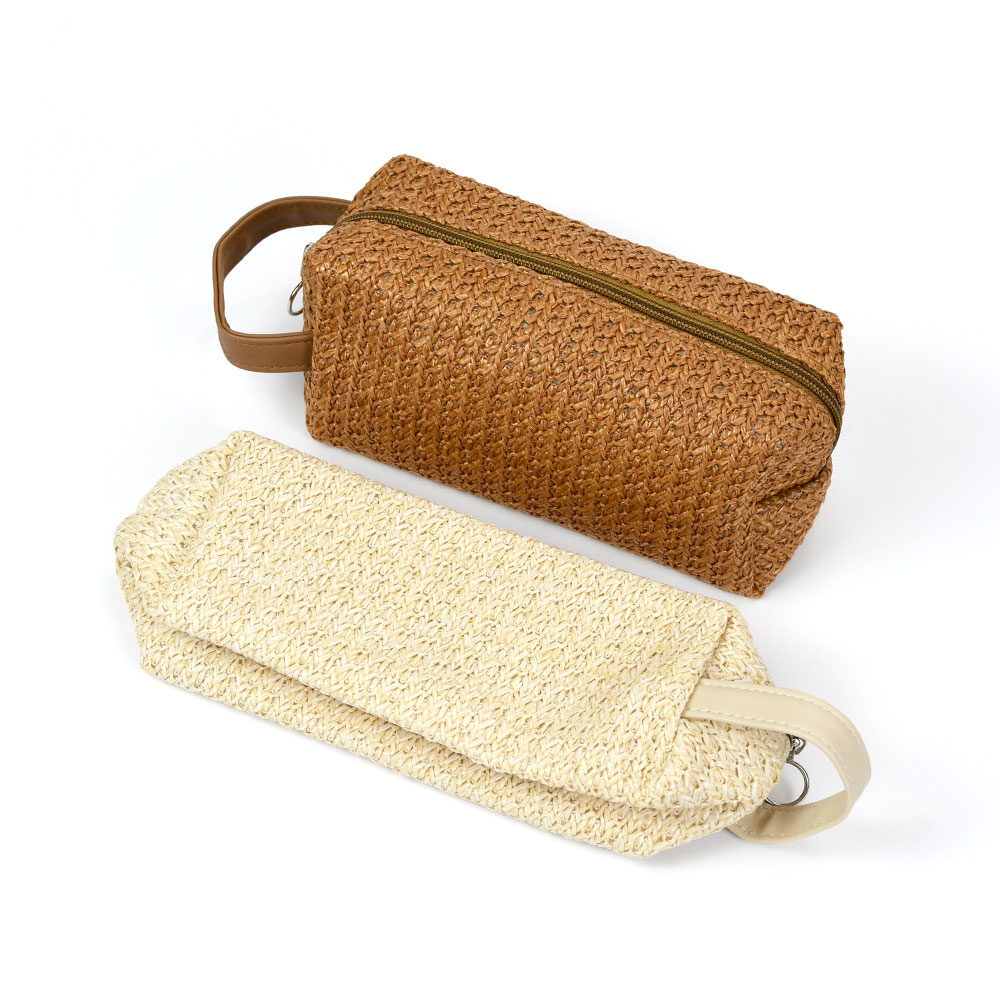 Eco Friendly Straw Zipper Toiletry Bag