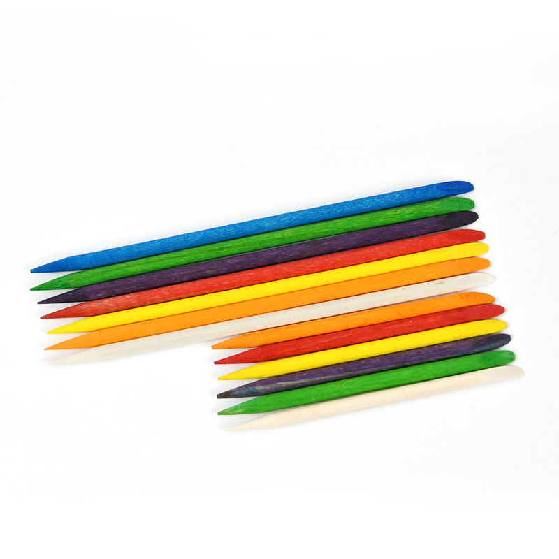 Multi Functional Colorful Wooden Cuticle Nail Sticks